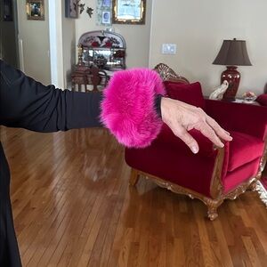 Hot Pink Fox Fur Cuffs